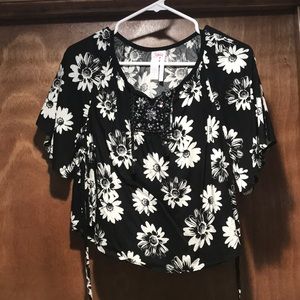 Black and white flower blouse, Justice